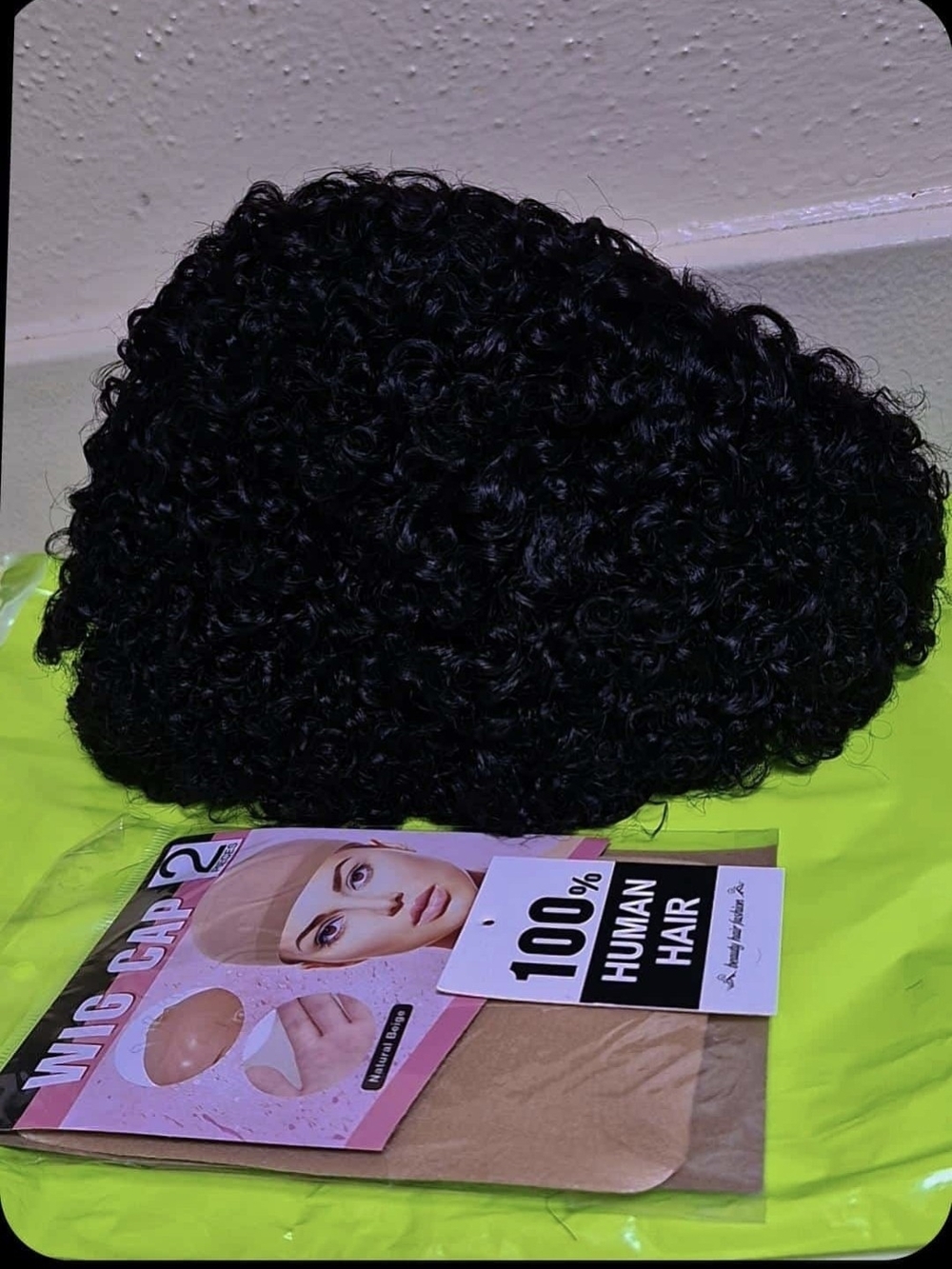 Curly 100% Human Hair Wig - Black